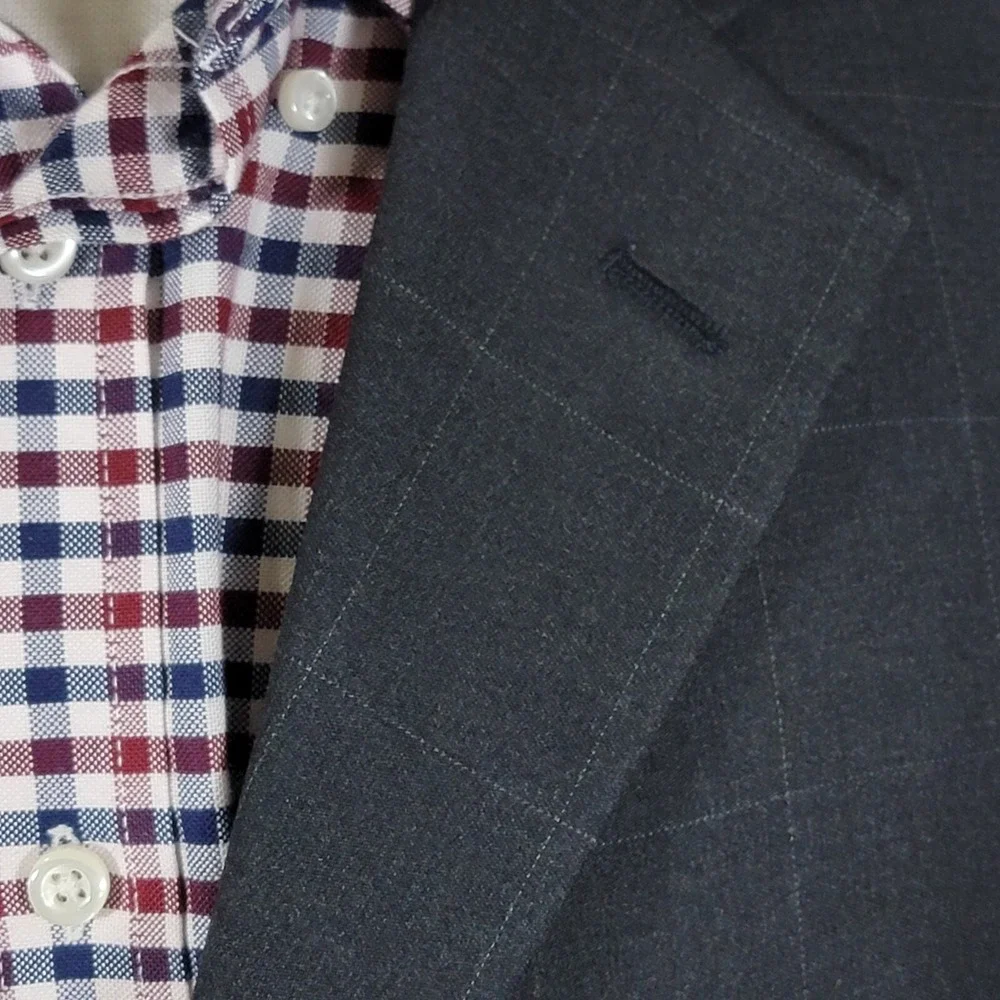 VTG Brooks Brothers 346 Men's Sport Coat Blazer Three Button Gray Plaid Wool 44R